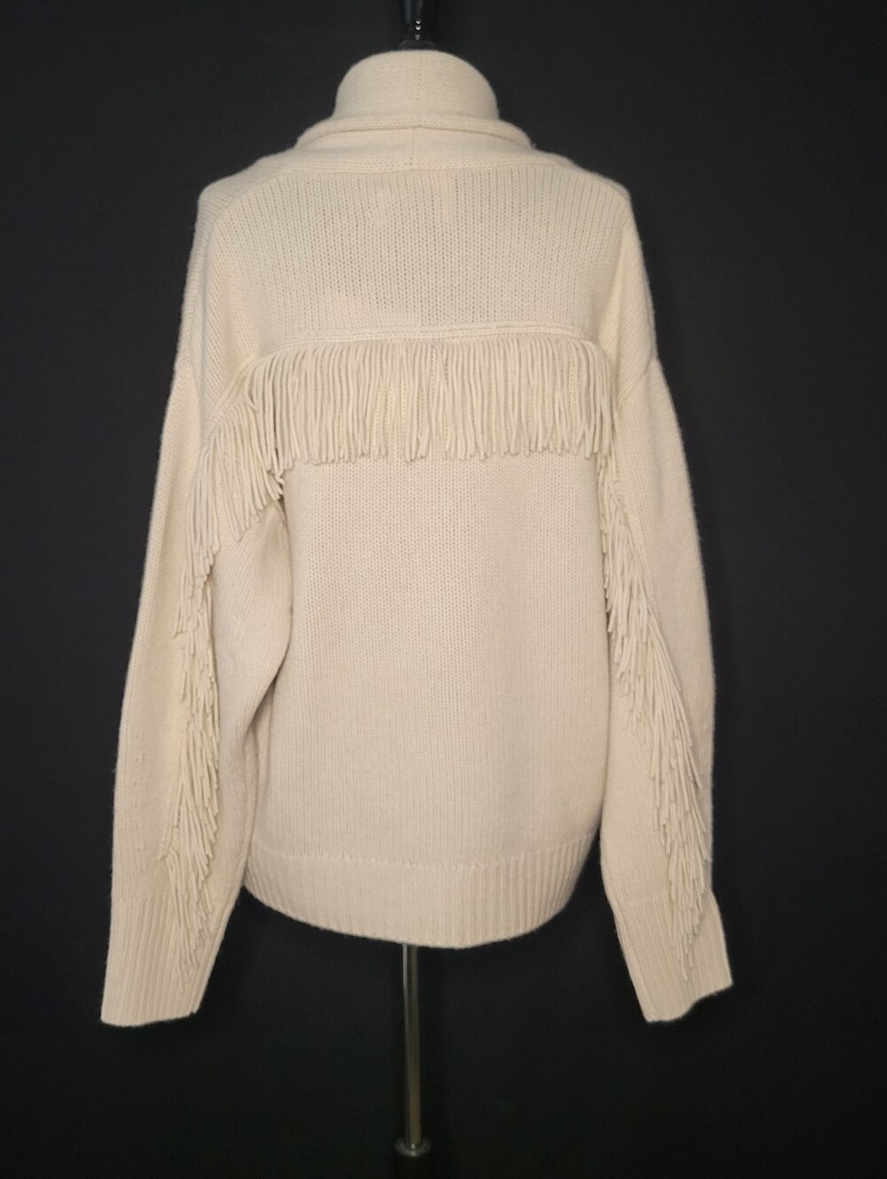 White+Warren          Wool/Cashmere  Blend Luxe Fringe Coatigan In Ivory Medium - Picture 8 of 12